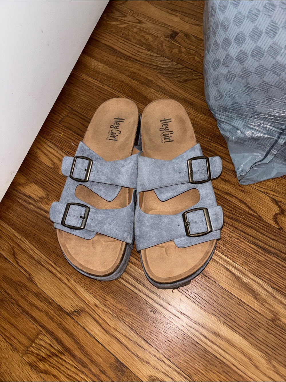Hey Girl Double Buckle Suede platform sandals